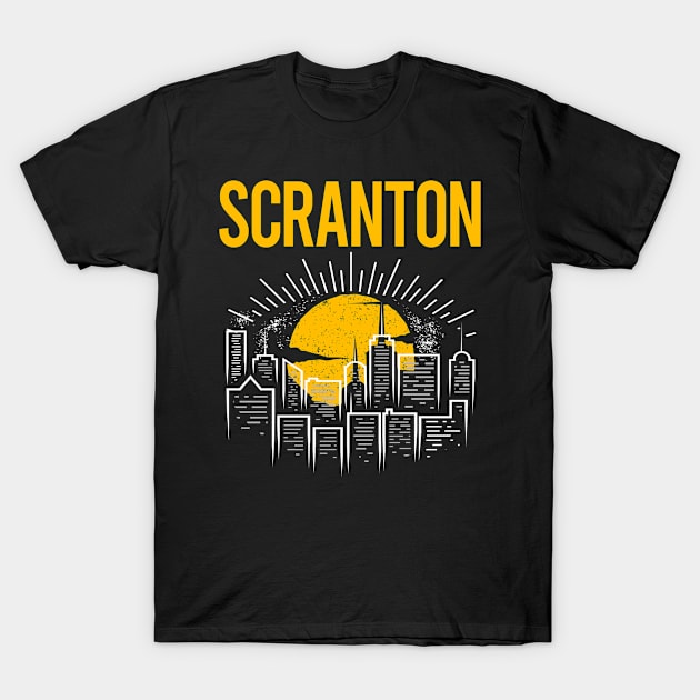 Yellow Moon Scranton T-Shirt by flaskoverhand